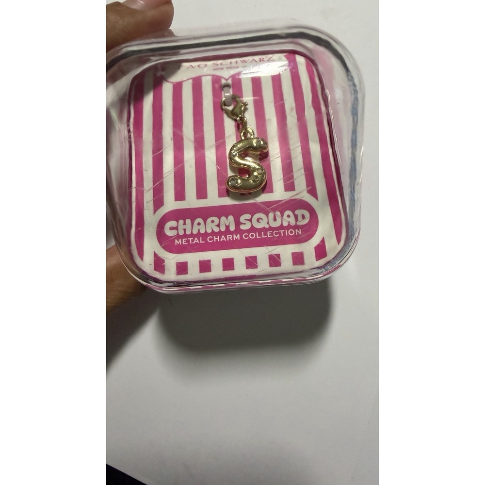 FAO Schwarz Charm Squad Initial S, NIB, gold color